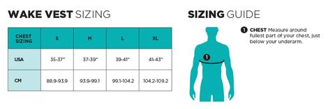 Ride Engine wetsuit and impact vest size chart
